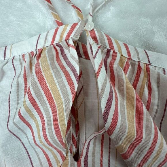 Express Women's Size M Ruffled Halter Top Multicolored Stripe 100% Cotton - Picture 5 of 12